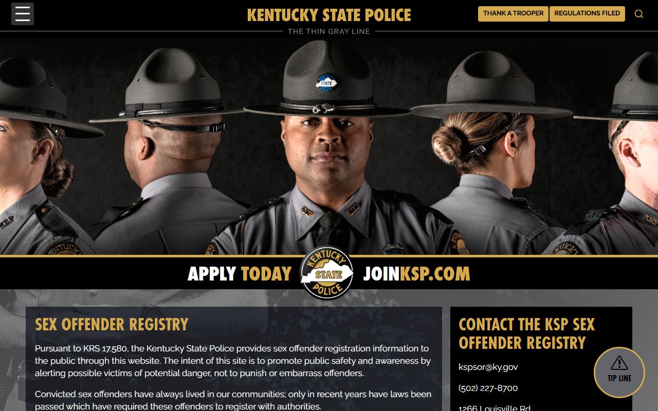 Taylor County arrest records and Kentucky State Police sex offender registry context