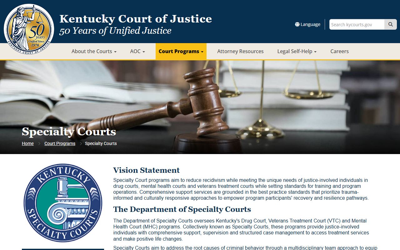 Taylor County court dockets Kentucky Specialty Courts overview