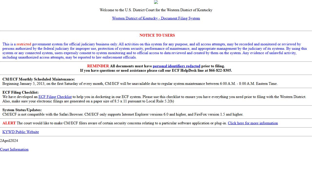 Taylor County Circuit Court federal records Western District CM ECF login
