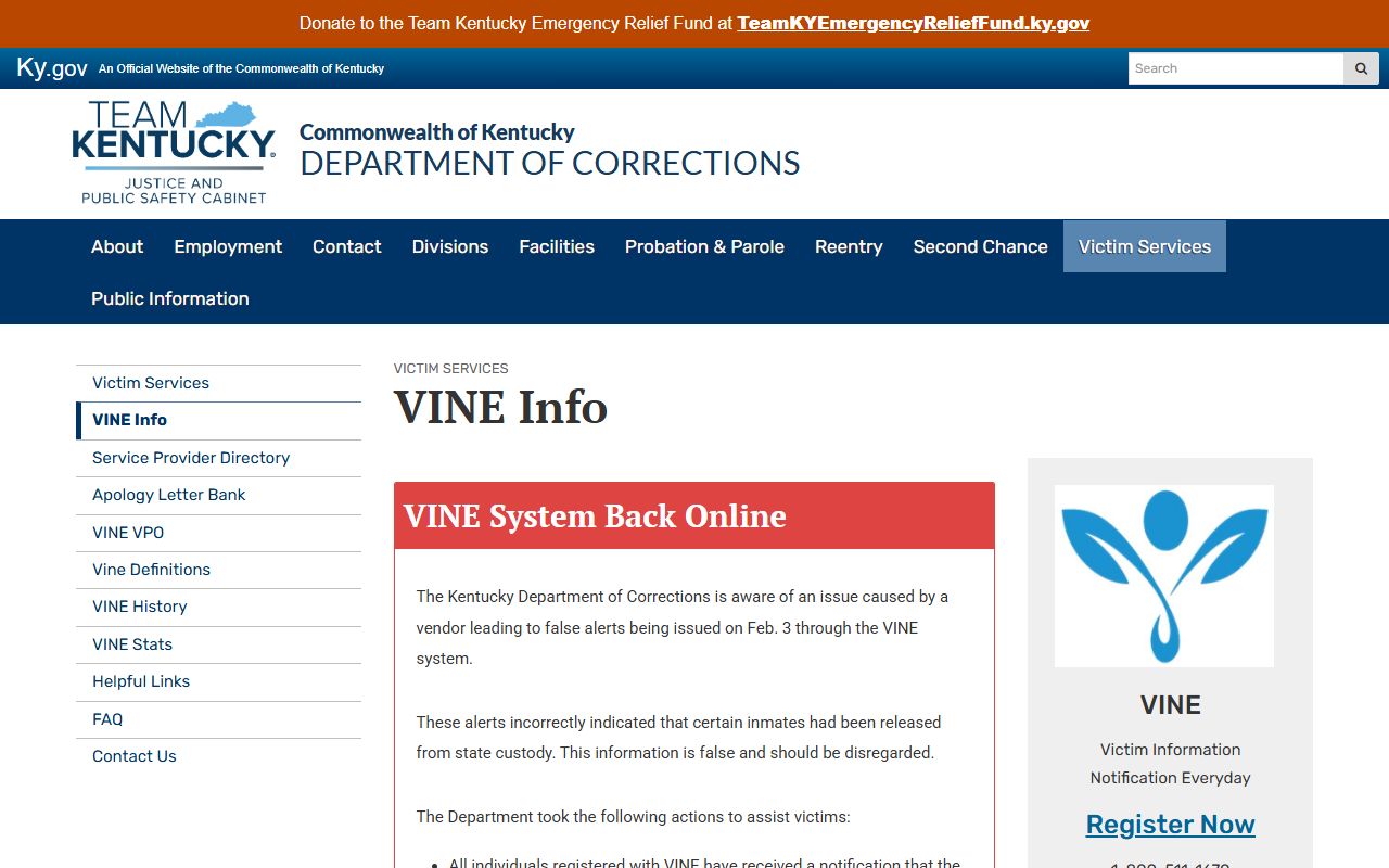 Taylor County Circuit Court criminal case notification VINE information
