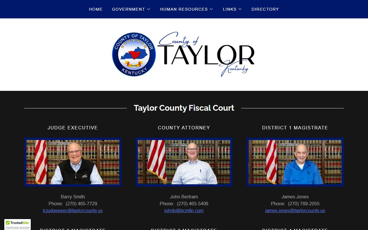 Taylor County court records Fiscal Court contact page