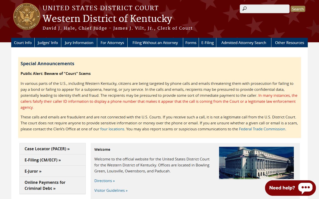Taylor County court records Western District of Kentucky federal court