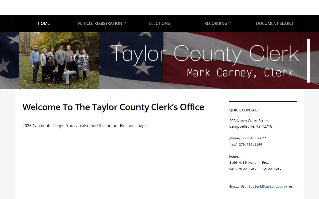 Taylor County marriage records clerk home page