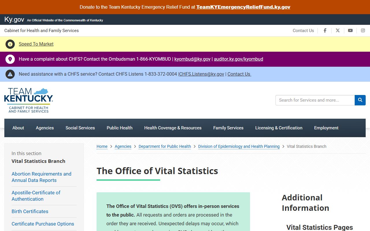 Taylor County marriage records Kentucky Office of Vital Statistics